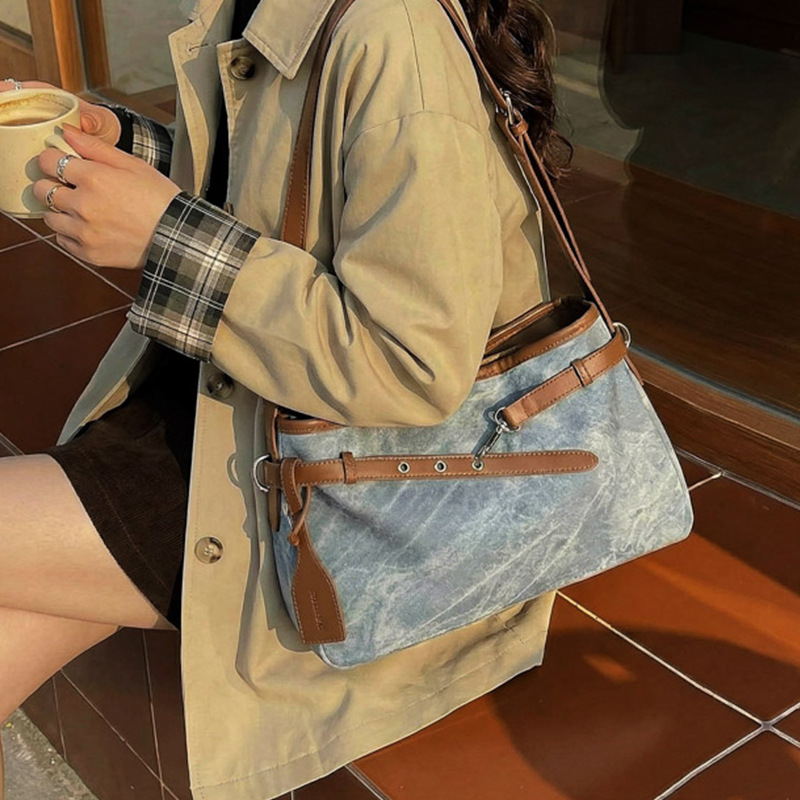 Borsa a tracolla dal design minimalista e di nicchia, realizzata in pelle scamosciata, alla moda ed elegante, borsa da ascella di alta gamma._voghion.com