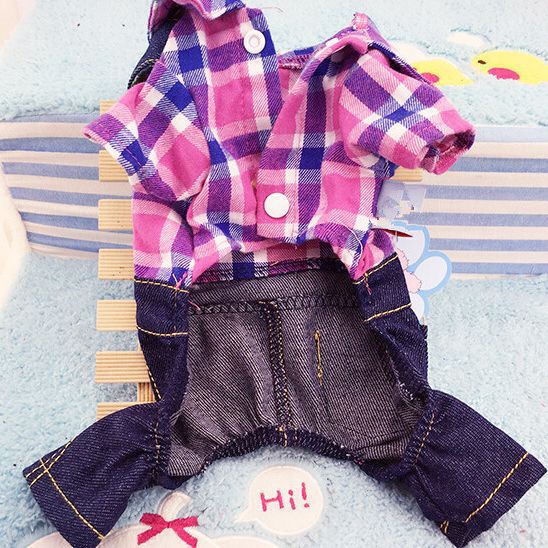 Haustierbekleidung im Karostil, Hunde- und Katzenbedarf, Vierbeiner-Katzenoveralls, Denim-Haustierbekleidung_voghion.com