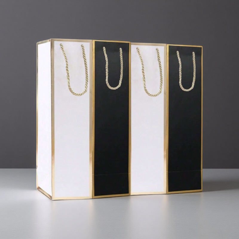 跨境烫金红酒袋酒类礼品包装袋加厚单支纯色手提袋