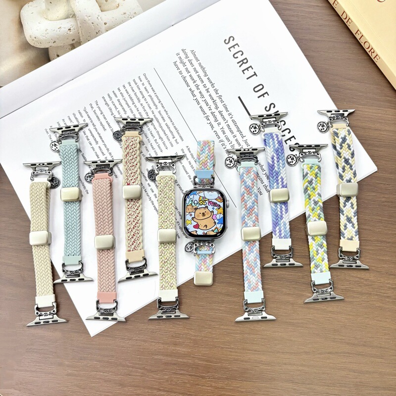 Suitable for Apple Watch 10 Ultra, 9, 8, 7, 6, 5, 4, 3, 2, Huaqiangbei woven watch strap with cartoon design Suitable for Apple Watch 10 Ultra, 9, 8, 7, 6, 5, 4, 3, 2, Huaqiangbei woven watch strap with cartoon design