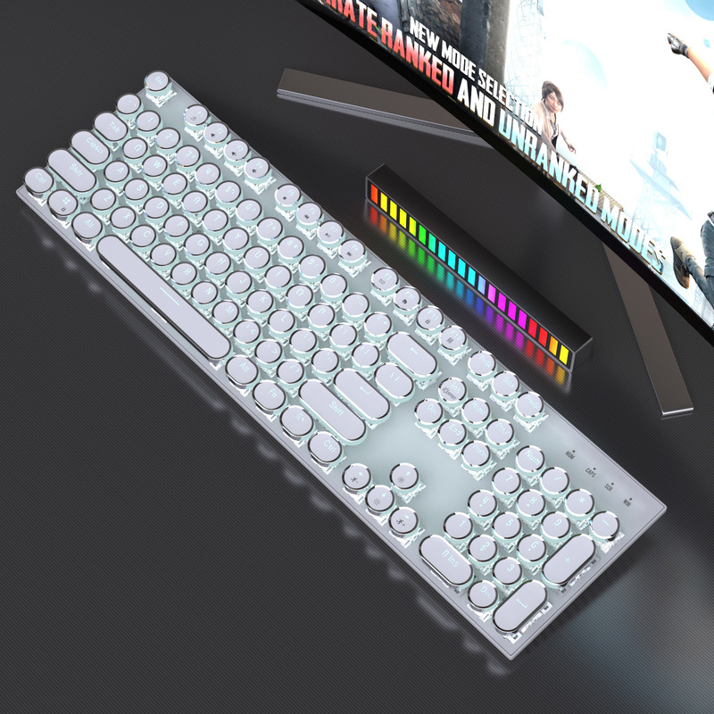 ソースファクトリーパンクスチームレトロ3モードRGB真のメカニカルキーボード競技用プラグイン緑軸コンピュータゲーム|undefined