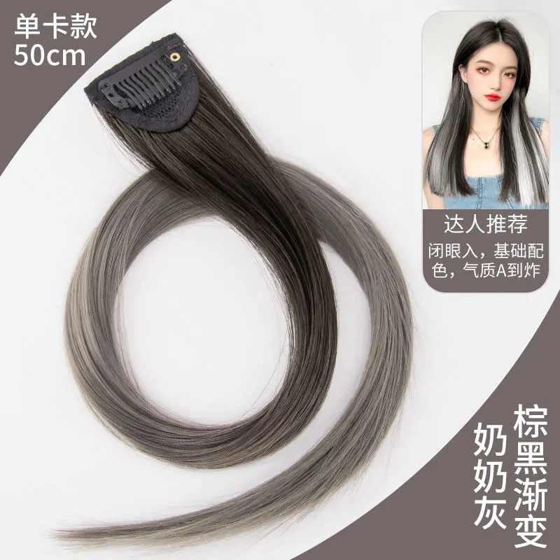 Gradiente orejas colgantes pelucón mujer verano pinch pelucón de color cabello largo extensión de cabello falso cabello colgante teñido pelucón