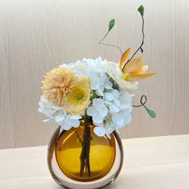 ins 风轻奢仿真花束套装 白色绣球 + 香槟菊装饰花 客厅桌面假花