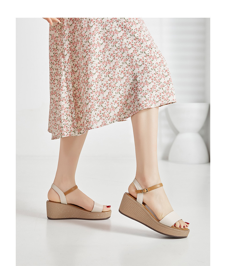 Sandal đế xuồng nữ quai ngang cổ điển, đế dày thời trang mùa hè — AY39 Bánh gạo chi tiết 22
