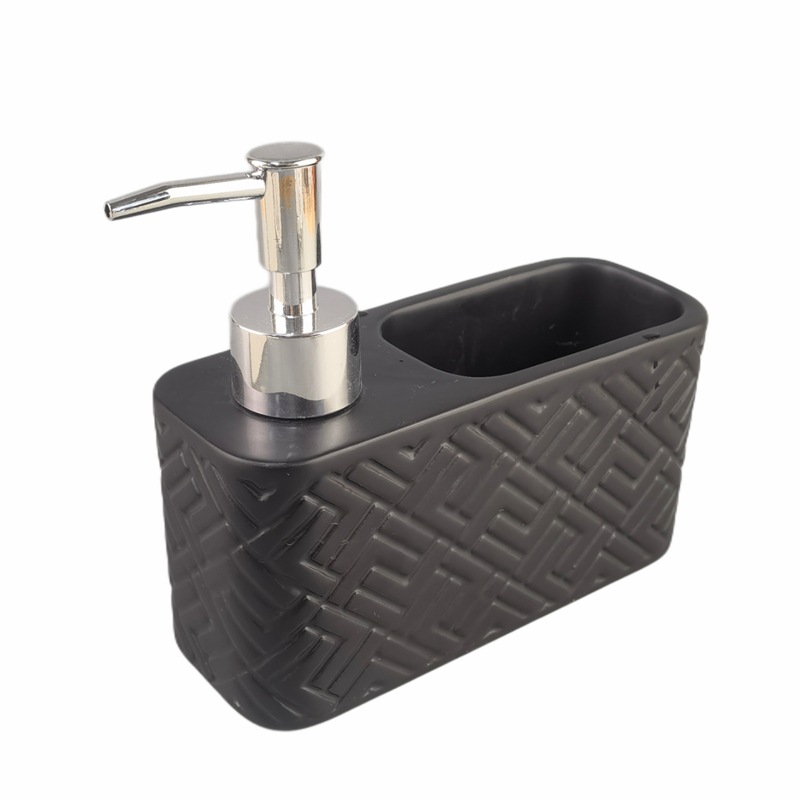 Botella de prensado de detergente líquido de jabón de cocina, detergente de emulsión de cerámica negra, botella de embalaje dividida, esponja de almacenamiento