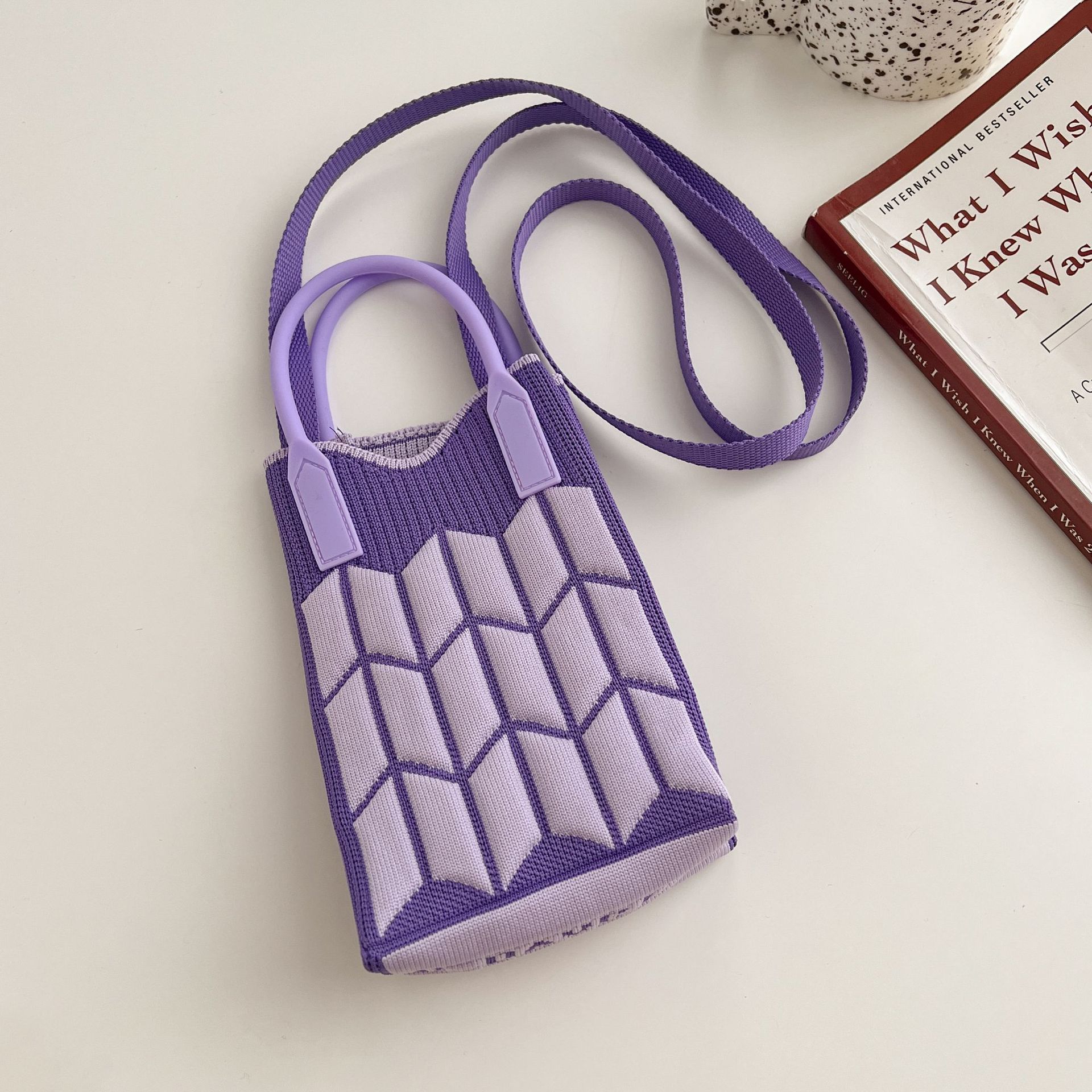 Nuevo amor bolso del teléfono móvil bolso de punto al por mayor de gran capacidad bolso de mano estudiante crossbody bolsa de lana fábrica