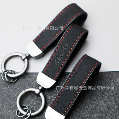 Durable black faux leather keychain  model leather car logo keychain manufacturer wholesale
