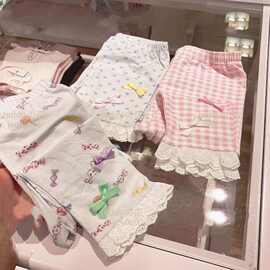 春夏韩系甜美新款儿童七分打底裤女童休闲百搭甜美外穿波点裤子潮