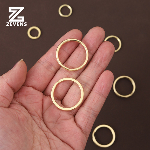 Brass key ring pure copper material key ring leather DIY accessories aperture flat ring car key chain