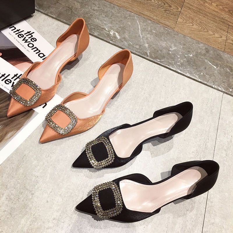 High Heels 2025 New Spring and Summer Versatile Internet Celebrity Sexy Stiletto Fashion Pointed Toe Square Buckle Professional Shallow Mouth Single Shoes for Women