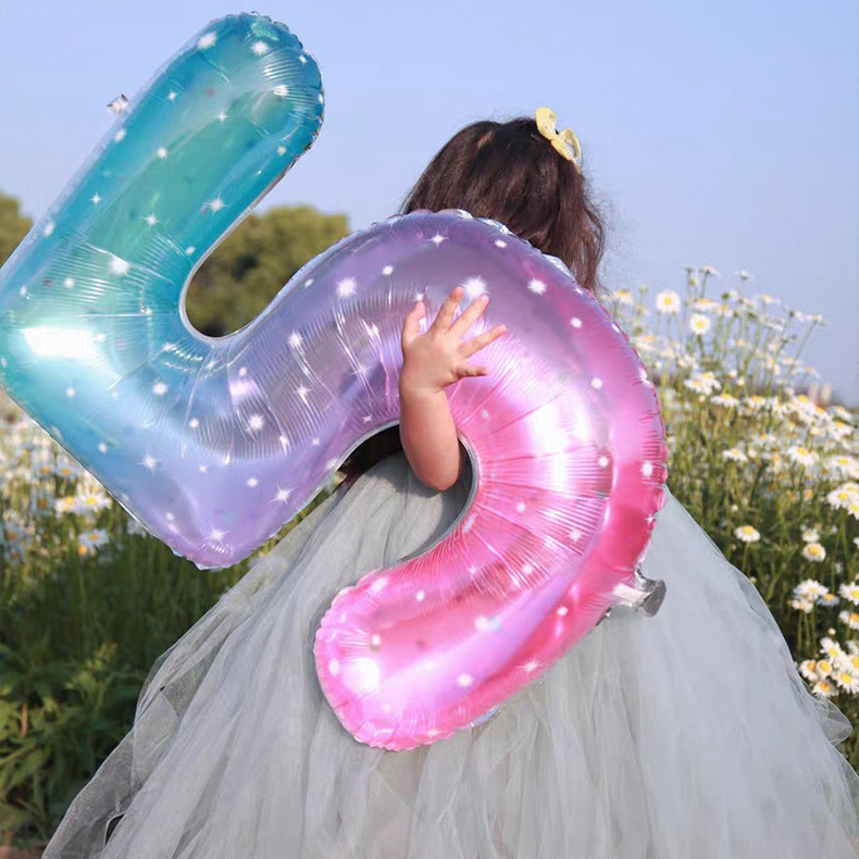 New ins fantasy starry sky 40-inch digital aluminum film balloon children's baby first birthday party decoration