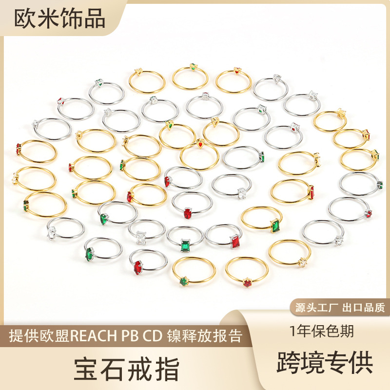 small design diamond ring stainless steel