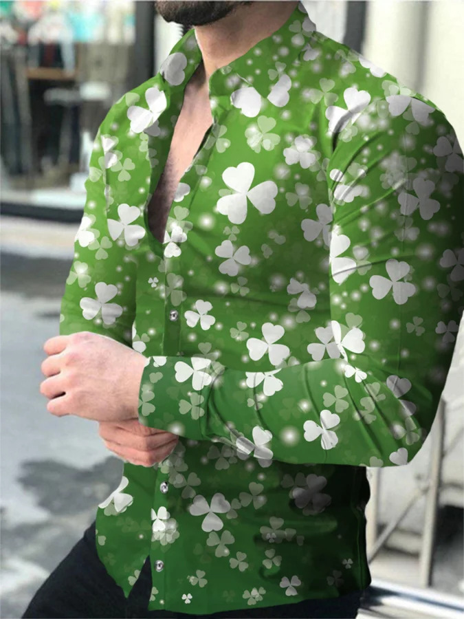 Europa y América primavera nuevo tigre comercio exterior transfronterizo hombres camisa de impresión digital 3D camisa de manga larga para jóvenes hombres