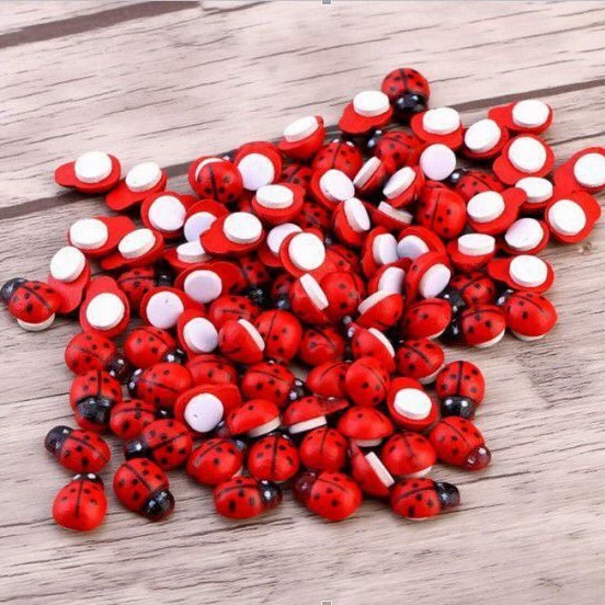 Микро пейзаж DIY мясистые маленькие украшения Мини Деревянные красочные Coccinella Beetle Paste декоративные аксессуары