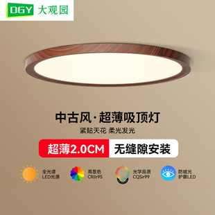 [Strictly Selected] Medieval Style Bedroom Ceiling Lamp, Retro Ultra-Thin Ceiling Lamp, Full Spectrum Eye Protection Kidsren's Room Lamp