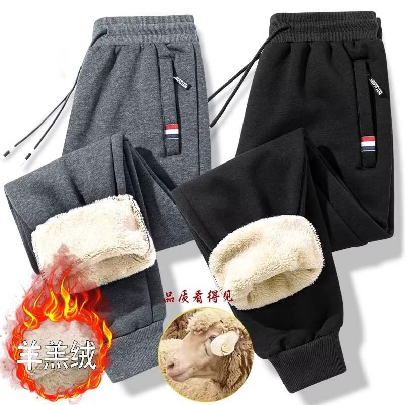 Popular foreign trade item: fleece-lined, thick, and warm casual pants for men, perfect for everyday wear in winter, versatile and affordable, available for wholesale