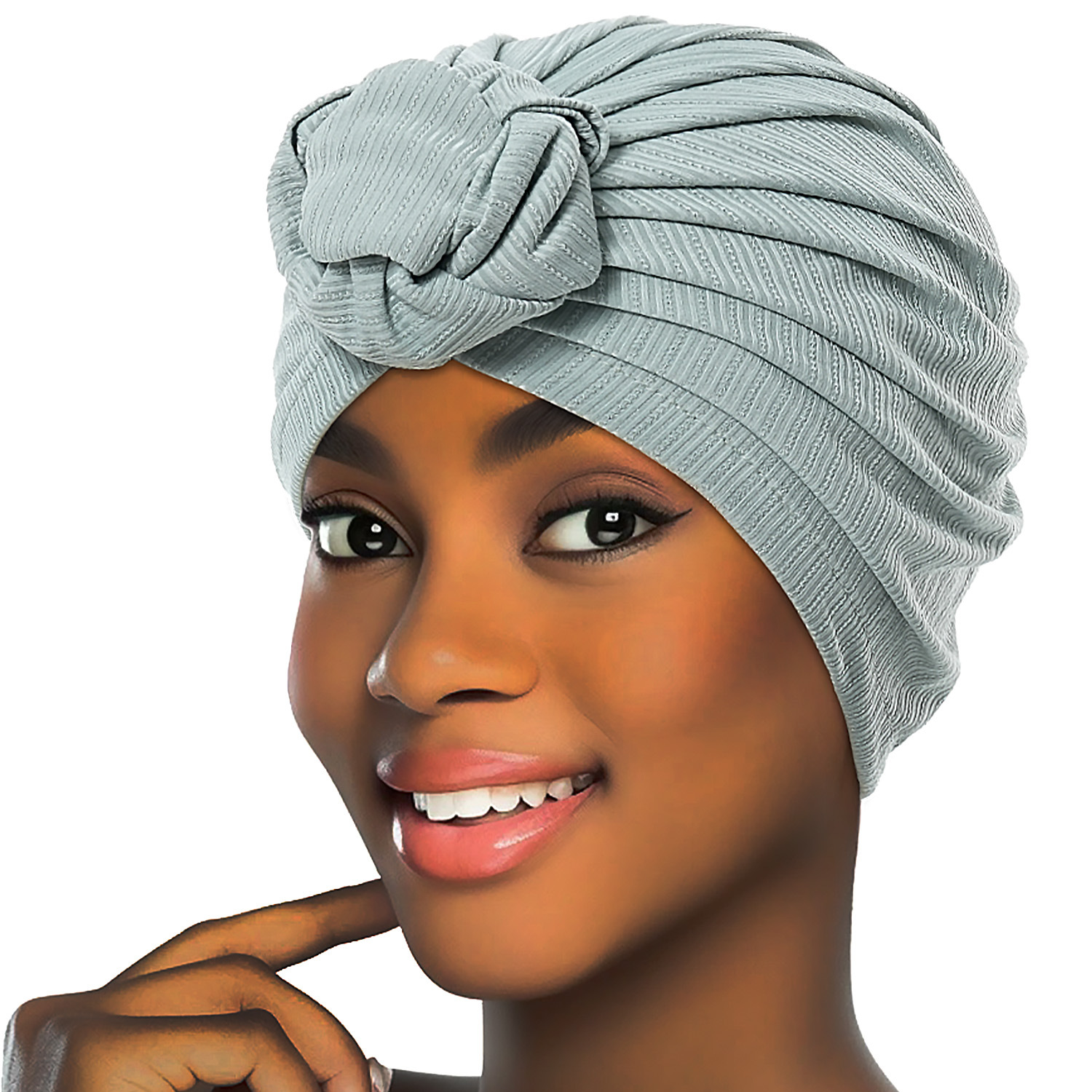 Cappello musulmano Cappello a chiocciola con fascia plissettata multicolore tinta unita Cappello da strada alla moda Cappello da pullover annodato_voghion.com