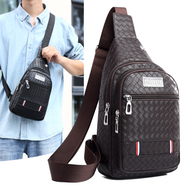 Fashionable Korean-Style Men's Backpack, Small Pu New Model Men's Shoulder Travel Bag, Chest Bag, Men's Casual Sports Crossbody Bag