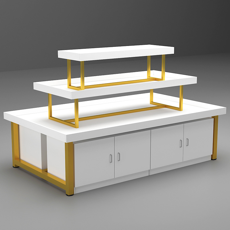 超市中岛展示柜台化妆品母婴店货架展示柜堆头柜服装店鞋子展示架