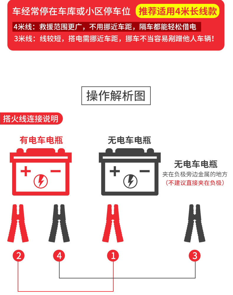 Car Battery Jumper Cables Pure Copper Thick Jumper Cables Battery Clamps Car Jumper Cables Connecting Cables