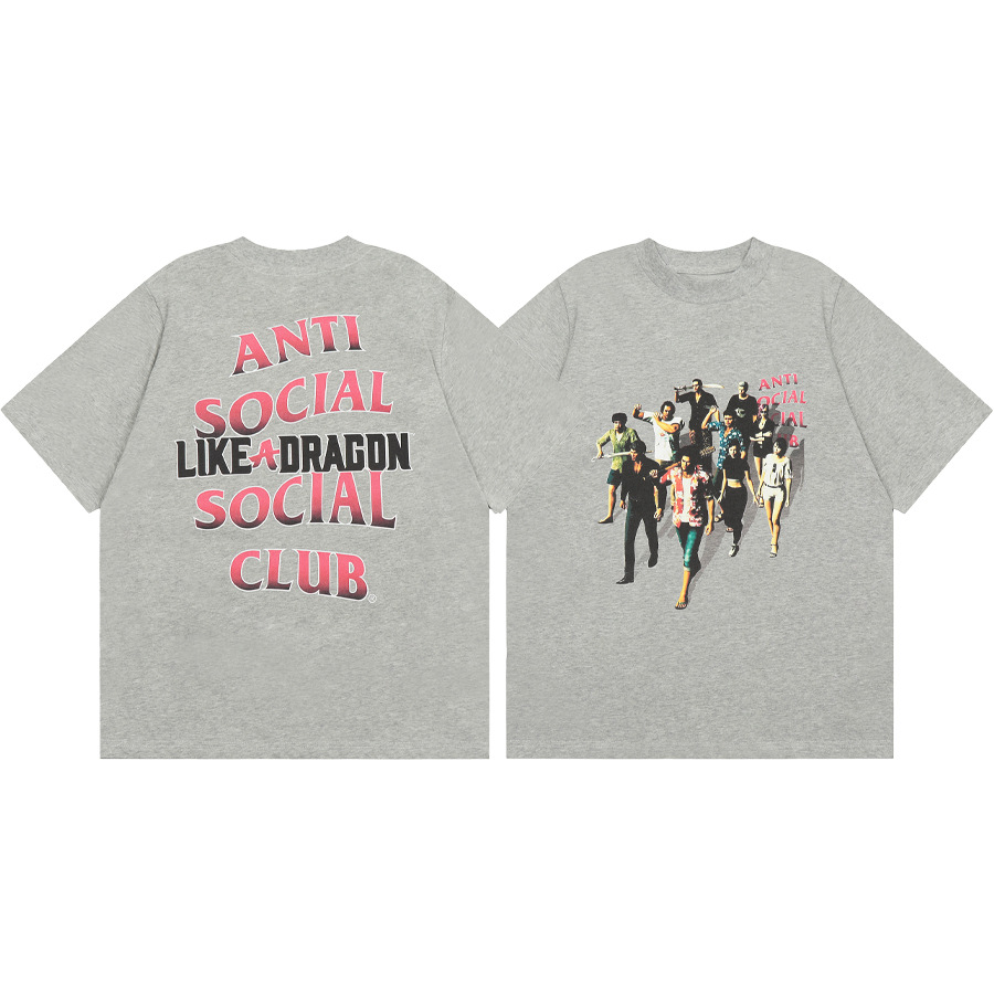 Versión correcta ASSC Club de dibujos animados relámpago impresión conjunta cuello redondo de los hombres Jersey pareja manga corta Camiseta moda