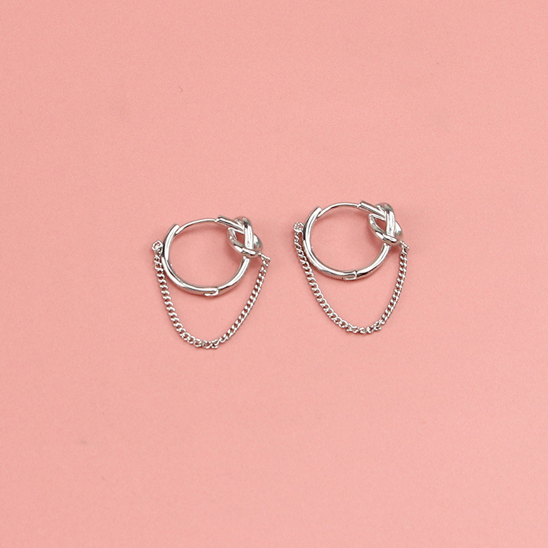 Nova zanka za uho z vozli, preprost stil internetnih zvezdnikov, kul in vsestranski okrogli verižni uhan, ženski_voghion.com