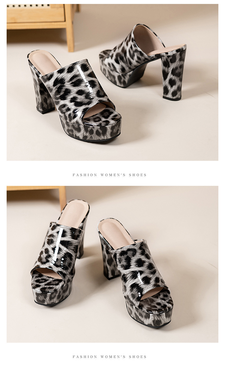 Women's Plus Size Leopard Print Sandals European American Style High Heels Chunky Heel Elegant Sexy Summer New Wish_vogvips.com