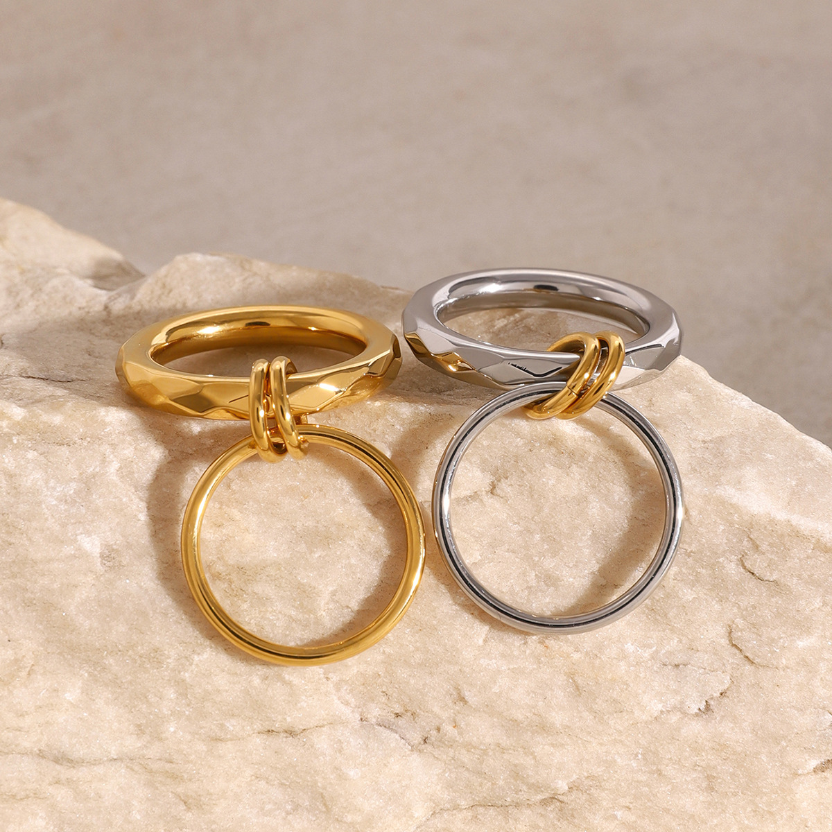 Joyas transfronterizas JEDING Anillos de acero inoxidable de alta calidad anillos de dedos de acero de titanio superpuestos