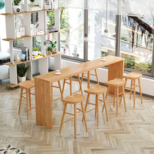 現代簡約實木吧台桌咖啡廳休閑創意高腳桌小戶型餐廳靠牆吧台桌椅
