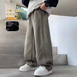 男童秋装拼接卫裤2025新款儿童裤子运动休闲男孩秋冬季长裤加绒厚