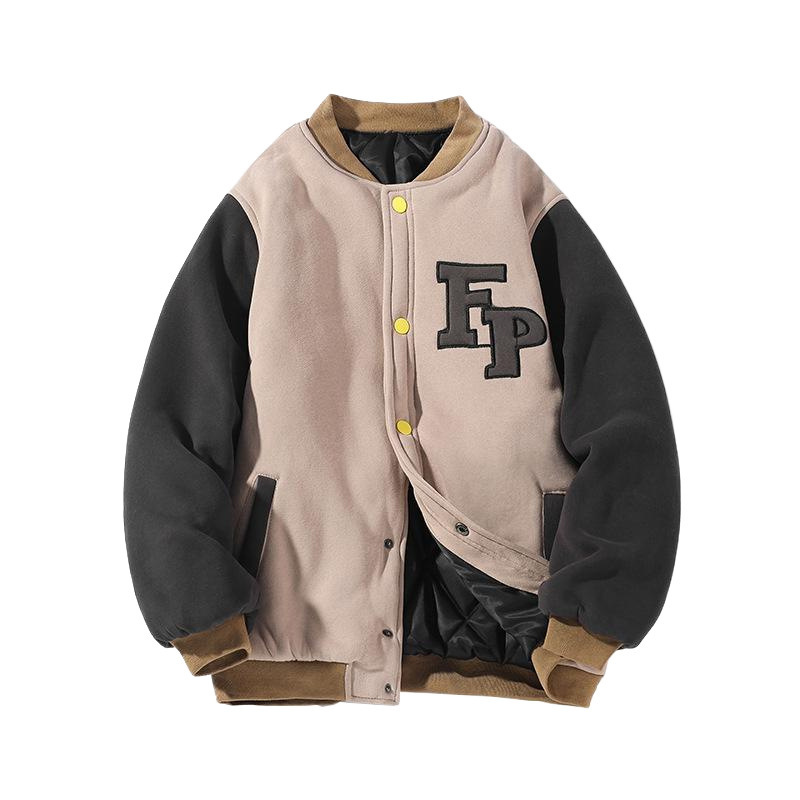 Comercio exterior transfronterizo mayorista 2024 invierno nuevo estilo japonés fondo blanco azulejo gran chaqueta de béisbol M - 5X