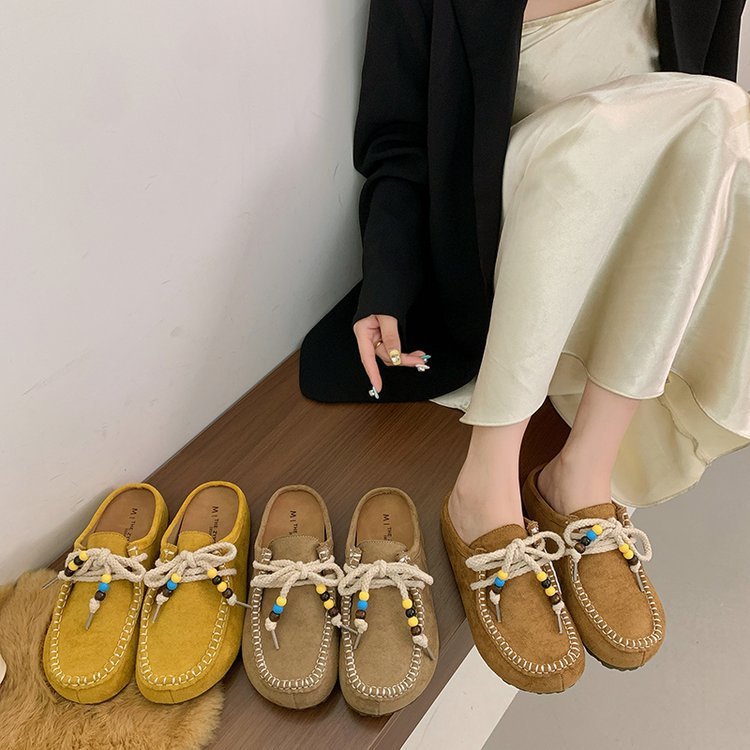 复古时尚百搭包头勃肯鞋女2025春季新款厚底博肯鞋增高包头半拖鞋|undefined