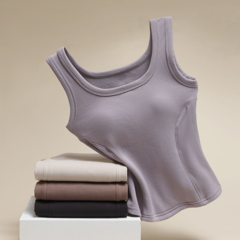 Graphene with 5D Patented Fixed Cup Breast Pad Can Be Worn Outside the All-In-One Autumn and Winter Fleece-Lined Warm and Cold-Proof Wool Vest
