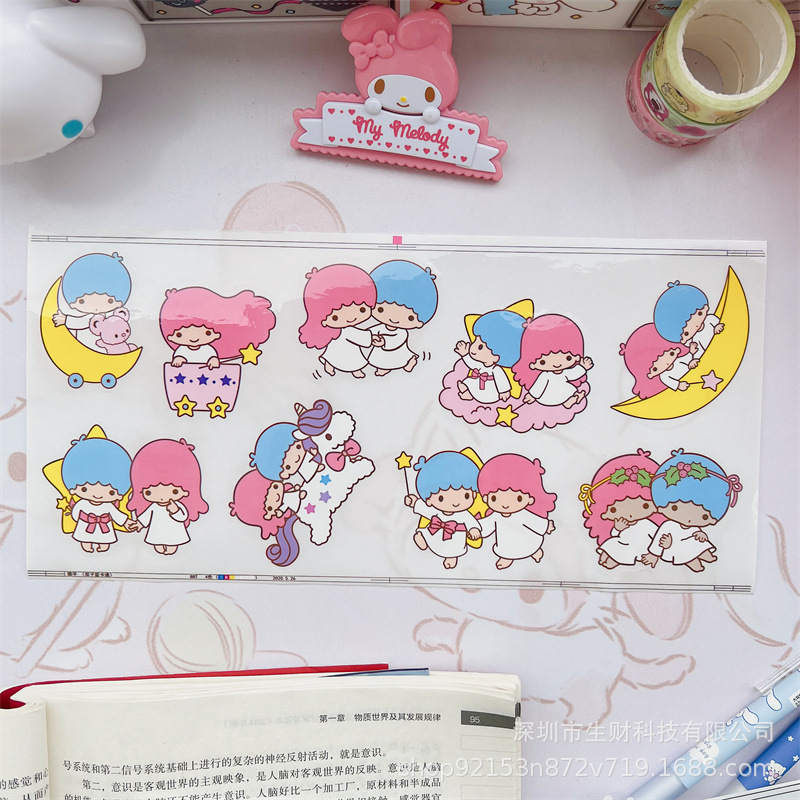 Etiqueta engomada de la tarjeta Gú de la cuenta de mano grande, impermeable y sin costuras, taza de agua linda transparente, taza termo, cuaderno, etiqueta engomada de la placa Gú