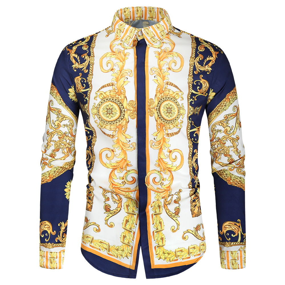 Abbigliamento da uomo Camicia a maniche lunghe Camicia con risvolto stampata digitale 3D moda giovanile_voghion.com