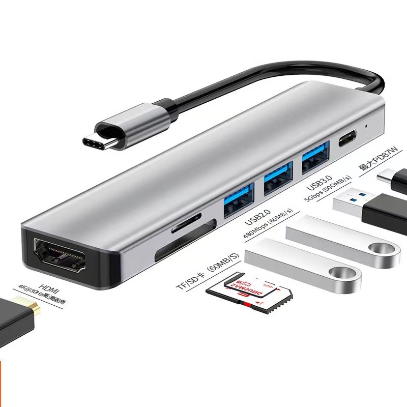 Tipo-c siete en uno muelle de expansión HDMI pantalla de proyección USB hub3.0 multi-función divisor Hub estación de acoplamiento