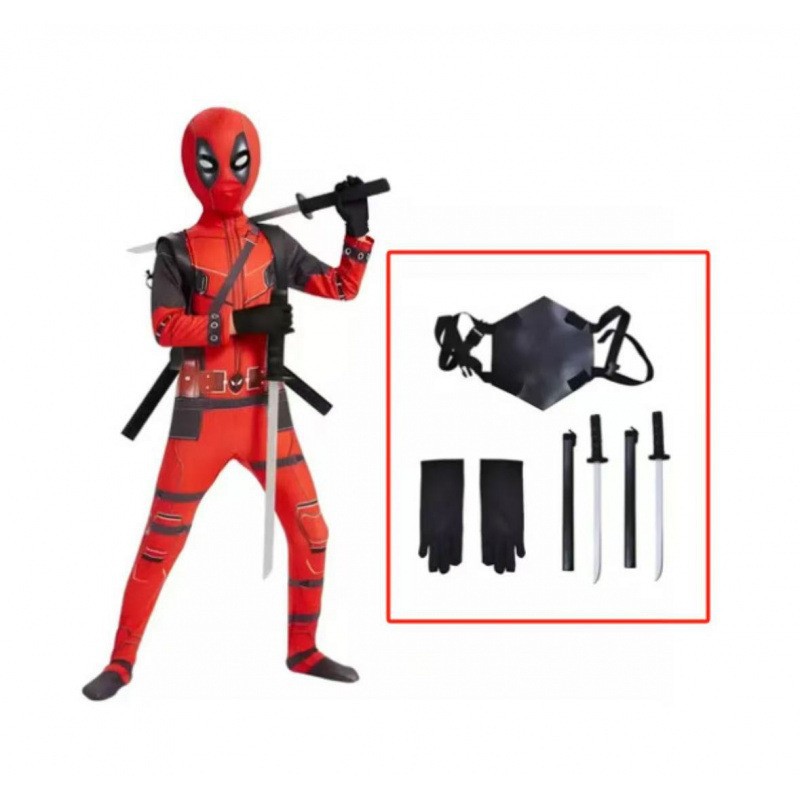 Deadpool with dual swords cosplay bodysuit children's and adults' role-playing Wolverine cross-border Halloween