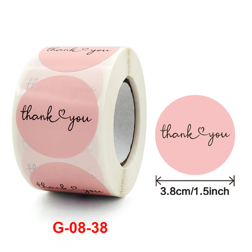 Circular roll watercolor pink thank you craft decoration envelope seal sticker gratitude sticker paper label