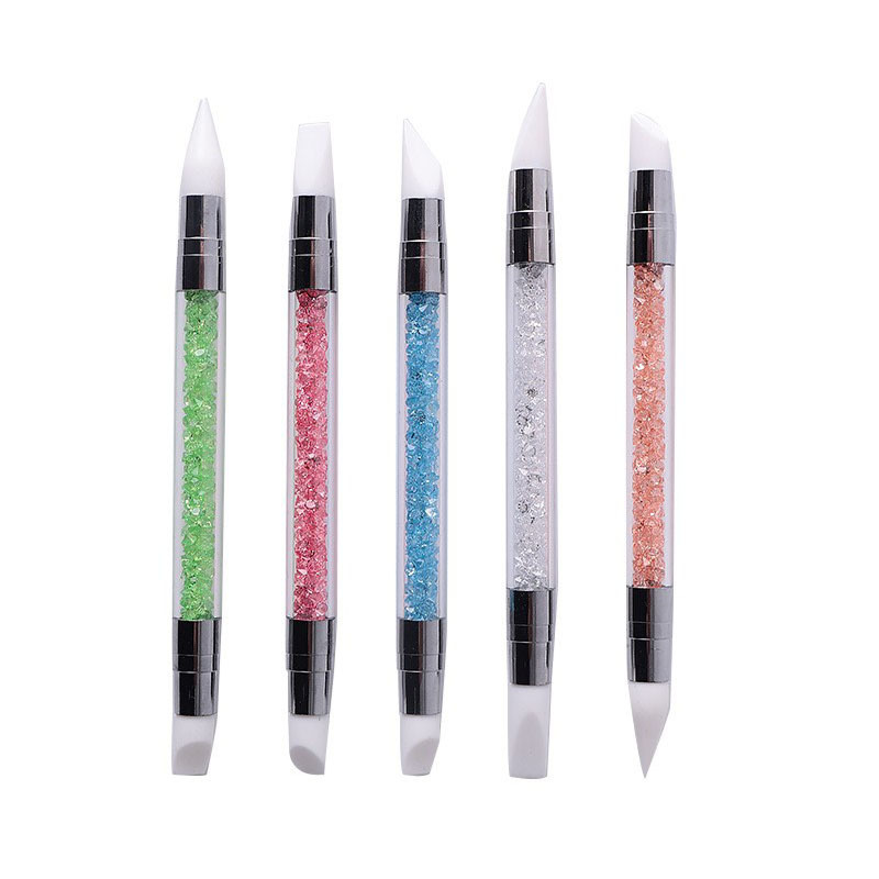 Pincel de Silicona para Arte de Uñas de Doble Cabeza Plástico Multifuncional para Manicura