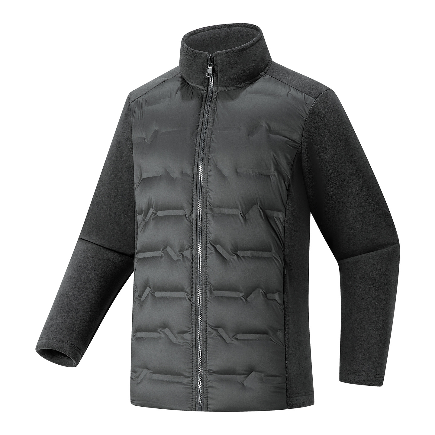 Transfronterizo otoño y invierno blancos de pluma de pluma masculina de invierno de cuello vertical de pelusa de seda de cremallera caliente chaqueta de costilla