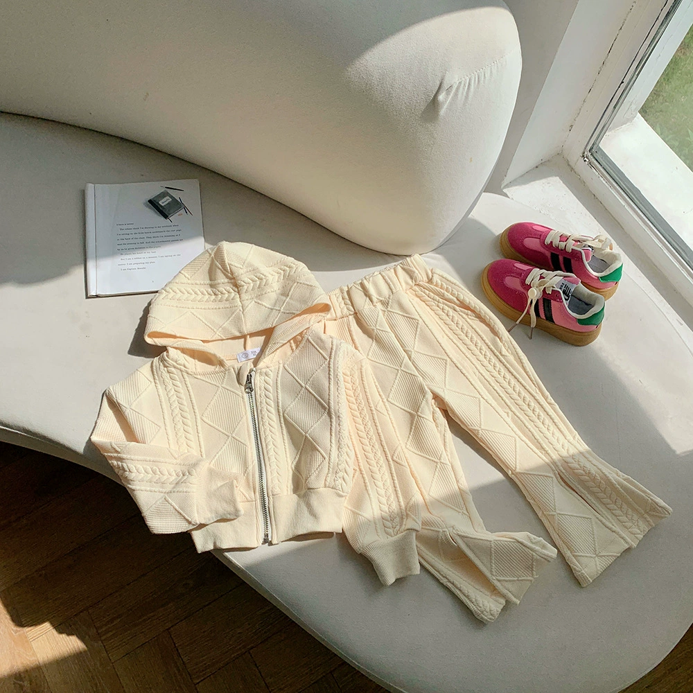Осенний набор, детский универсальный свитер для отдыха, knitted jacket с капюшоном, корейский стиль