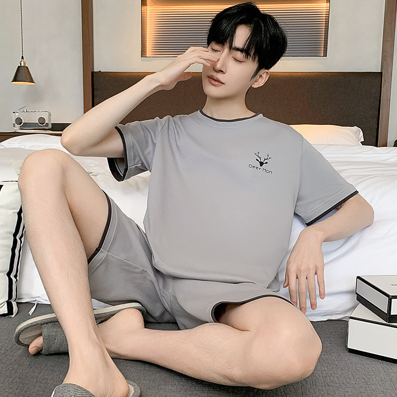 2024 nuevos pijamas para hombres, pantalones cortos finos de verano de manga corta, trajes de primavera y verano, ropa informal para el hogar