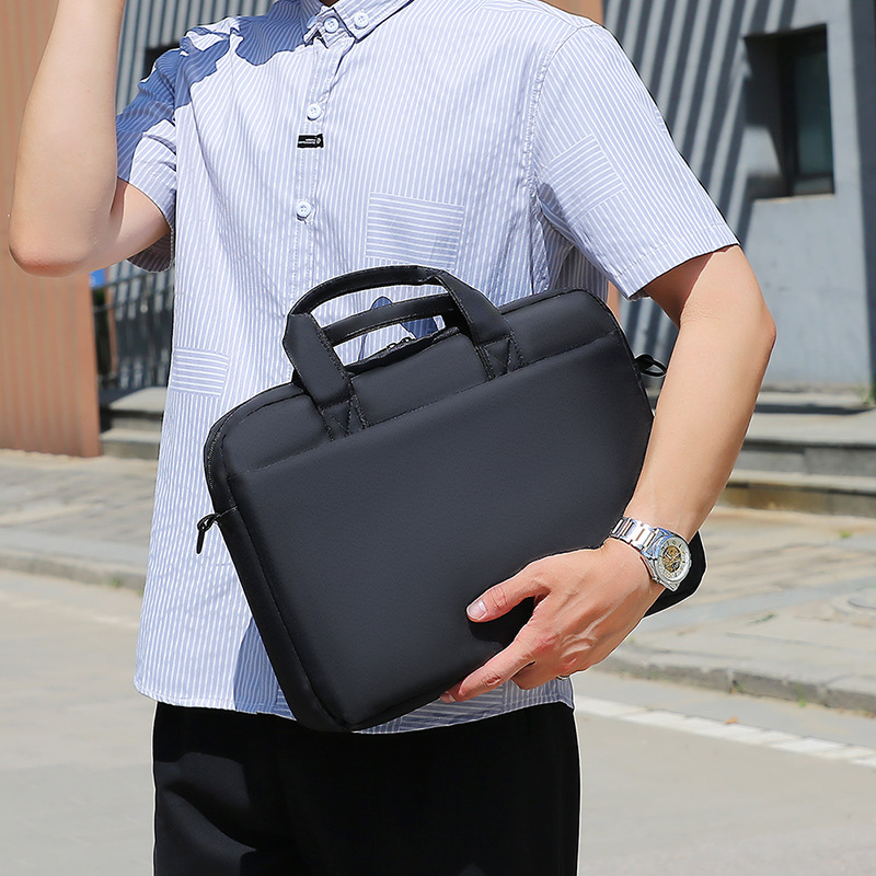 Source Factory Pure Color Business Computer Bag for Men, Water-Resistant Briefcase, Simple Commuter Computer Bag, Customizable with Printing Source Factory Pure Color Business Computer Bag for Men, Water-Resistant Briefcase, Simple Commuter Computer Bag, Customizable with Printing
