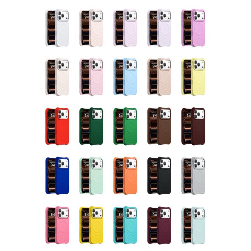 Trendy Brand Solid Color Wave Pattern Magsafe Magnetic Case Suitable for iPhone 17 Pro Max, Trendy Brand Anti-Drop Case for 16 Pro