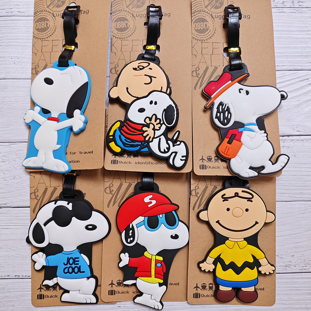 Cartoon Cute Creative Travel Supplies Snoopy Charlie Puppy Soft Rubber Trolley Case Tag Luggage Tag Identification Card
