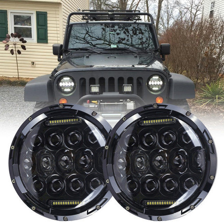 7inch Harley Wrangler Headlight 13-Bead 75W with Lens Motorcycle Off-Road Vehicle Headlight Cross-Border Factory Direct Sale