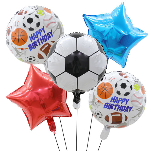 Cross-border style rugby baseball aluminum film 5-piece balloon set Sports aluminum foil balloon birthday party decoration