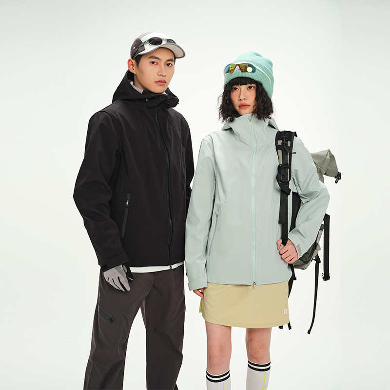 Bird's Nest Style Softshell Jacket for Couples, Autumn Outdoor Hiking Windproof Waterproof Hooded Coat, Mountaineering Clothing