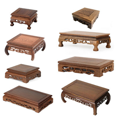 Rosewood carving Hollow Arts and Crafts Decoration Jade article stone base Wenge rectangle Square