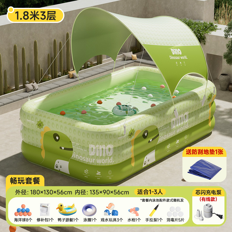 1.8 meters 3-layer dragon cub green + silver glue tarpaulin + pole + wired core …